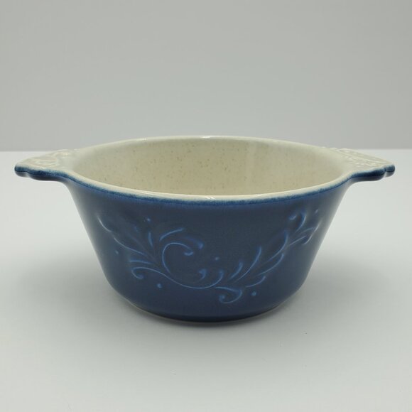 Pfaltzgraff Weir In Your Kitchen Chicory Lugged Soup Bowls Blue Handled Ramekins - Picture 3 of 8